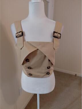 Eva Franco Size 6 Trench Buttoned Blouse Light Sand NWT